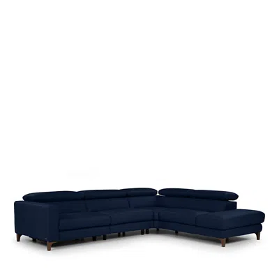 Giuseppe Nicoletti Messina Three Piece Leather Sectional In Blue
