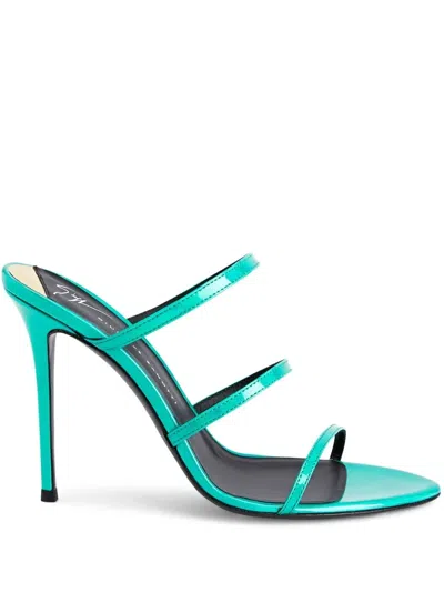 Giuseppe Zanotti Woman Sandals Emerald Green Size 8 Textile Fibers In Multi