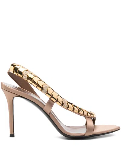 Giuseppe Zanotti 105mm Gz Dafne Chain-embellished Slingback Sandals In Neutral