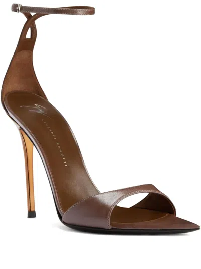 Giuseppe Zanotti 105mm Intriigo Ankle-strap Pointed-toe Sandals In Brown