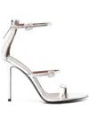 Giuseppe Zanotti Sandals In White Patent Leather In Silver