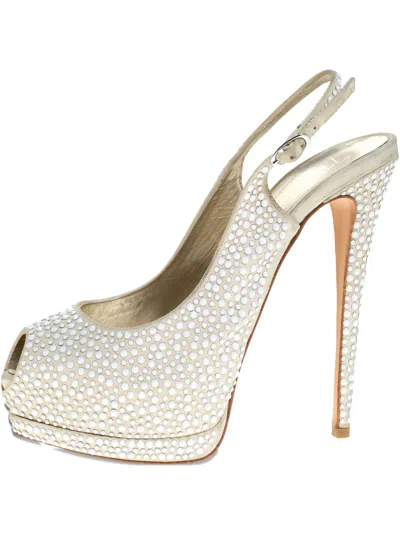 Pre-owned Giuseppe Zanotti 115mm Crystal-embellished Sandals In Neutral