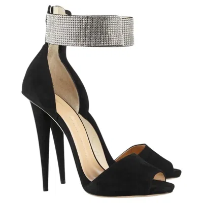 Pre-owned Giuseppe Zanotti £1200 Crystal Cuff Ankle Strap Sandals In Black