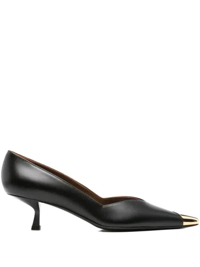 Giuseppe Zanotti Suede Golden Cap-toe Pumps In Black