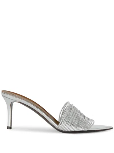 Giuseppe Zanotti 70mm Pointed-toe Leather Sandals In Silver