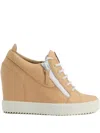 Giuseppe Zanotti 75mm Wedge Zip-detail Low-top Sneakers In Neutral