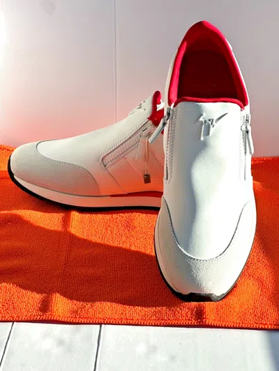 Pre-owned Giuseppe Zanotti $837.00  Fashion Soft Leather Slip-on Sneakers Size 9.5 Us/42.5 In White/light Grey