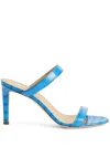 Giuseppe Zanotti Calista 85mm Double-strap Leather Mules In Blue