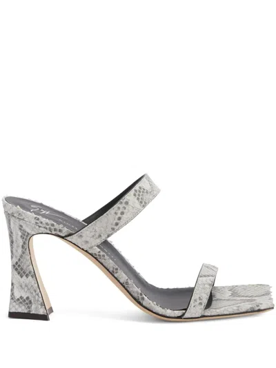 Giuseppe Zanotti Flaminia 85mm Leather Mules In Grey