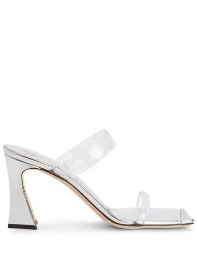 Giuseppe Zanotti Transparent Block-heel Mules In Silver