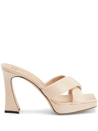 Giuseppe Zanotti Stacee 85mm Leather Mules In Neutrals