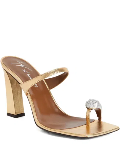 Giuseppe Zanotti 90mm Icon Ring Crystal-embellished Sandals In Gold