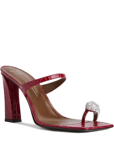 Giuseppe Zanotti 90mm Iconic Ring Crocodile-effect Sandals In Red
