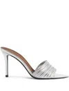 Giuseppe Zanotti Metallic Multi-strap Stiletto Slide Sandals In Grey