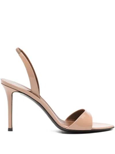 Giuseppe Zanotti 90mm Lilibeth Slingback Patent-leather Sandals In Brown