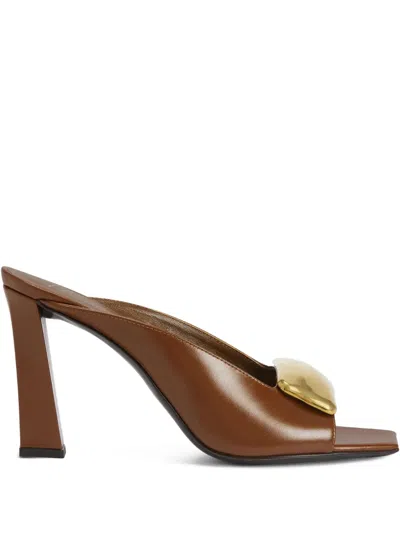 Giuseppe Zanotti 90mm Mya Stone Mules In Braun
