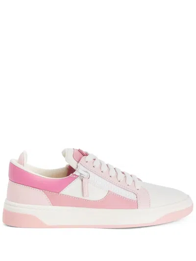 Giuseppe Zanotti 94 Panelled Leather Trainers In Pink