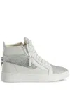 Giuseppe Zanotti Crystal-embellished High-top Sneakers In 白色