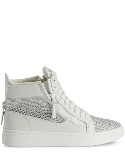 Giuseppe Zanotti Crystal-embellished High-top Sneakers In White