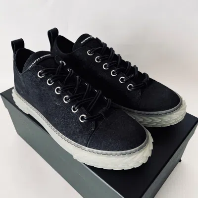 Pre-owned Giuseppe Zanotti $960 Italy Men's  Black Nubuck Sueded 10 43 Sneakers Shoes