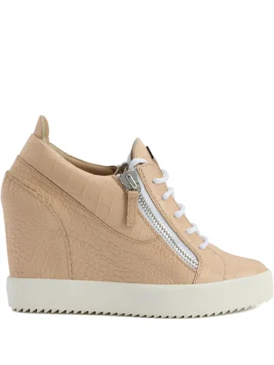 Giuseppe Zanotti Addy Wedge-sneakers Mit Kroko-effekt In Brown