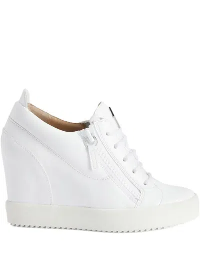 Giuseppe Zanotti Addy Lace-up Wedge Sneakers In White