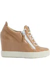 Giuseppe Zanotti Addy Wedge Patent-leather Wedge Trainers In Neutral