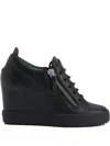 Giuseppe Zanotti Addy Wedge Zip-detail Sneakers In Black