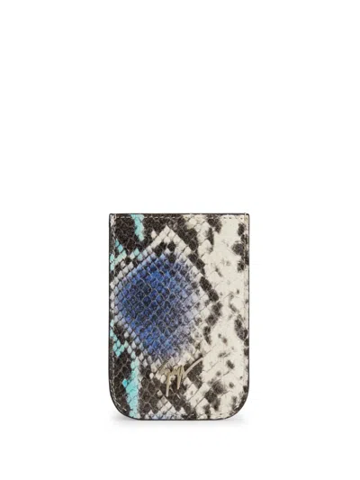 Giuseppe Zanotti Albert Leather Card Holder In Blue