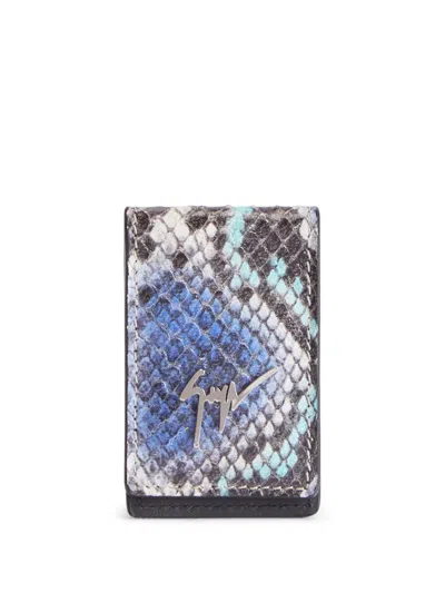 Giuseppe Zanotti Albert Leather Cash Holder In Blue