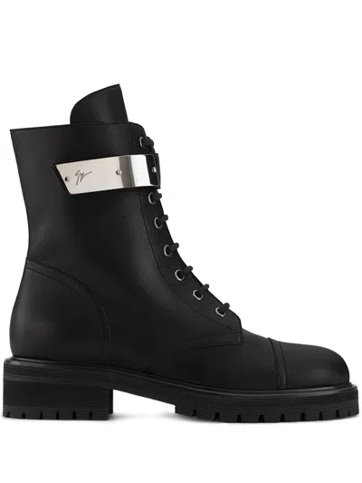 Giuseppe Zanotti Alexa Logo Plate Boots In Black