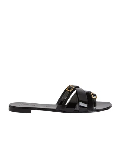 Giuseppe Zanotti Alhima Buckle Slide Sandals In Black