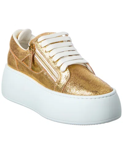 Giuseppe Zanotti Alma Leather Platform Sneaker In Gold