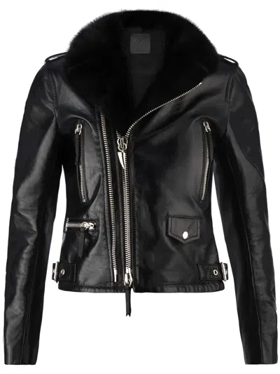 Giuseppe Zanotti Amelia Leather Biker Jacket In Black