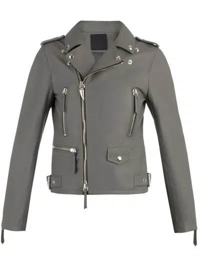 Giuseppe Zanotti Amelia Leather Biker Jacket In Grey