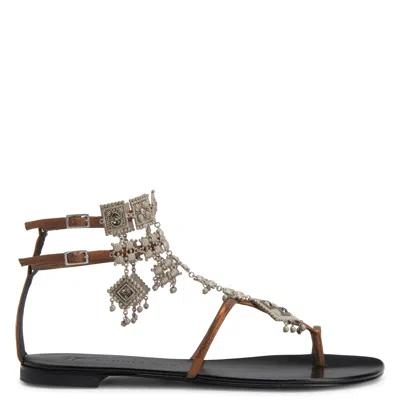 Giuseppe Zanotti Amira Embellished Suede Sandals In Gold