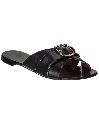 Giuseppe Zanotti Anuvorock Leather Sandal In Black