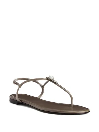 Giuseppe Zanotti Anyelle Rhinestone-embellished Flat Sandals In Brown