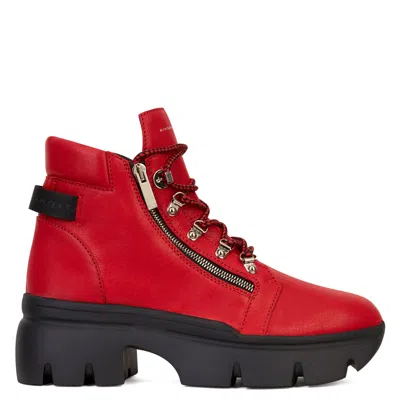 Giuseppe Zanotti Apocalypse Trek Leather Ankle Boots In Red