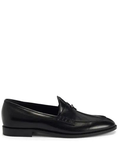 Giuseppe Zanotti Archiel Penny-slot Leather Loafers In Black