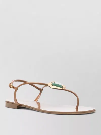 Giuseppe Zanotti Atlantide Thong Sandals Ankle Strap Gemstones In Brown
