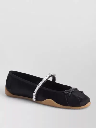 Giuseppe Zanotti Ballerina Shoes Silk Satin Bow Rhinestones In Black