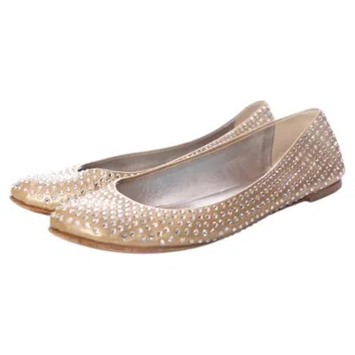 Pre-owned Giuseppe Zanotti , Ballerinas With Swarovski Stones In Brown