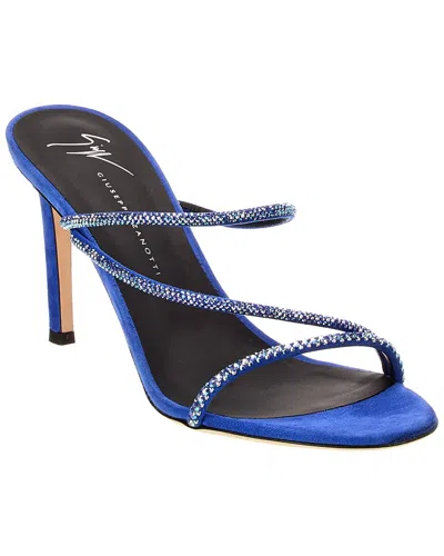 Giuseppe Zanotti Basic 85 Suede Sandal In Blue