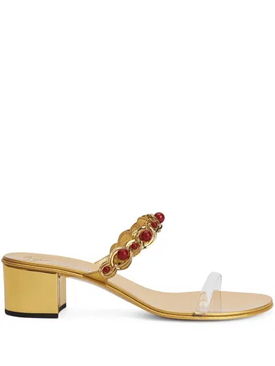Giuseppe Zanotti Beaded Braided Sandals In Gold
