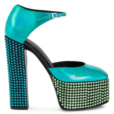 Giuseppe Zanotti Bebe Strass Pumps 150mm In Blue