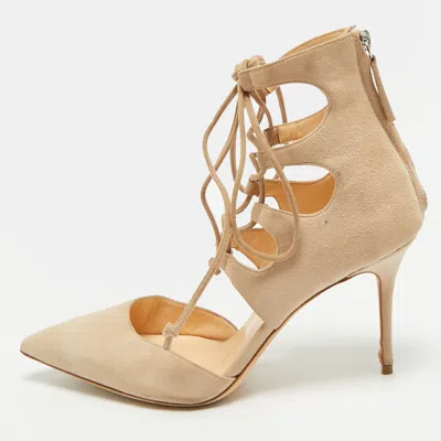 Pre-owned Giuseppe Zanotti Belgravia Size 38.5 Beige Suede Pumps In Sand