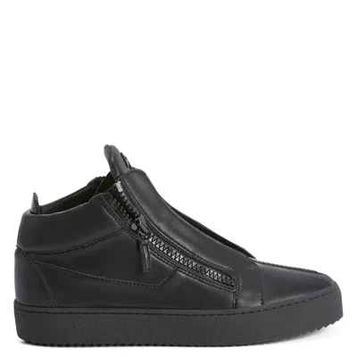 Giuseppe Zanotti Zip-up High-top Leather Sneakers In Black