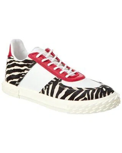 Pre-owned Giuseppe Zanotti Blabber Leather & Haircalf Sneaker Men's White 40