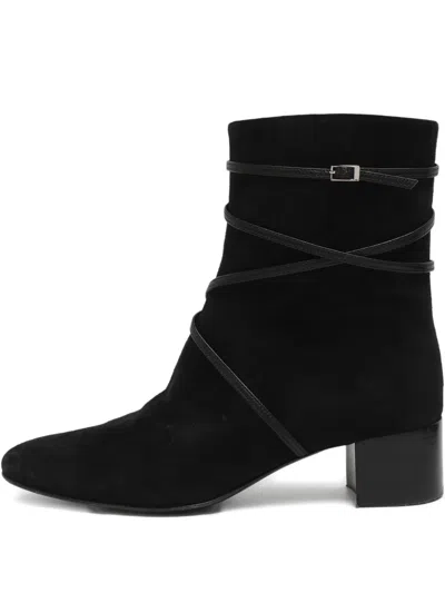 Pre-owned Giuseppe Zanotti Prue Strap Suede Boots In Black